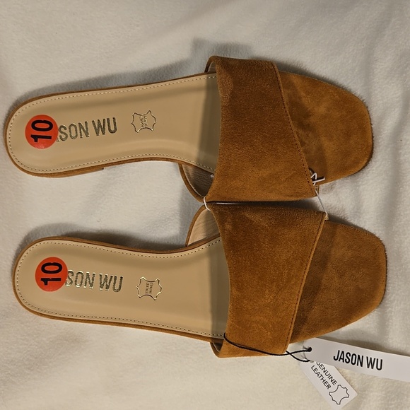 Jason Wu Brown Suede 1" Heel Slides Size 10 - Picture 1 of 6